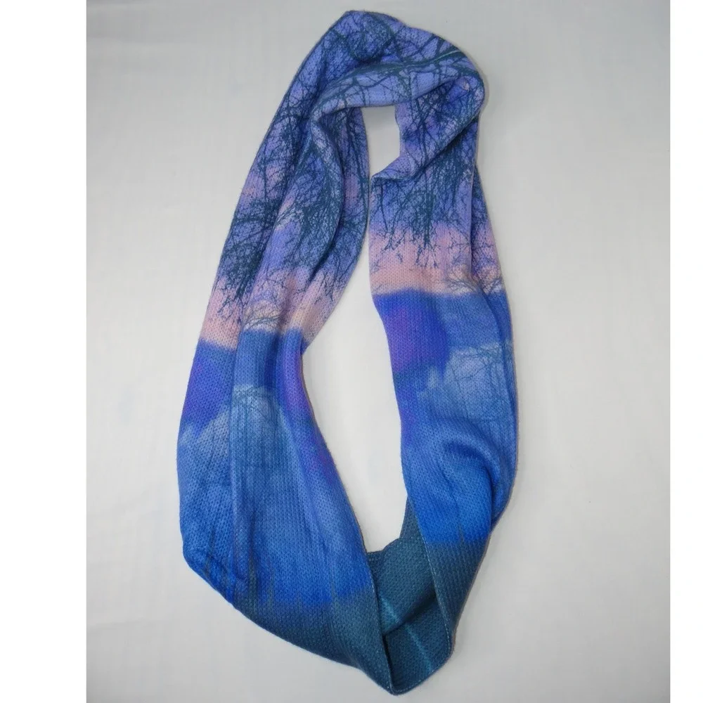 Infinity Scarf‎ Winter Landscape Tree Sunset Print Blue Purple